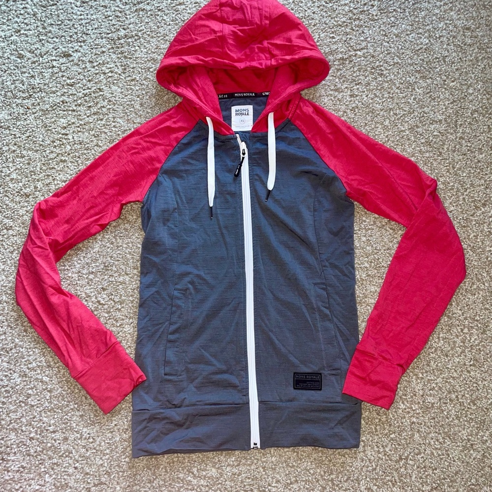 Mons Royale New Zealand Merino Wool Women’s Hoodie Sweatshirt Sz XS 250GSM
